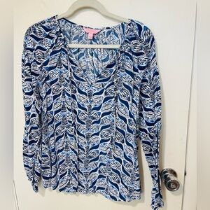 Lilly Pulitzer WILLA TUNIC TOP Resort White A Mermaids Tail sz S blouse top